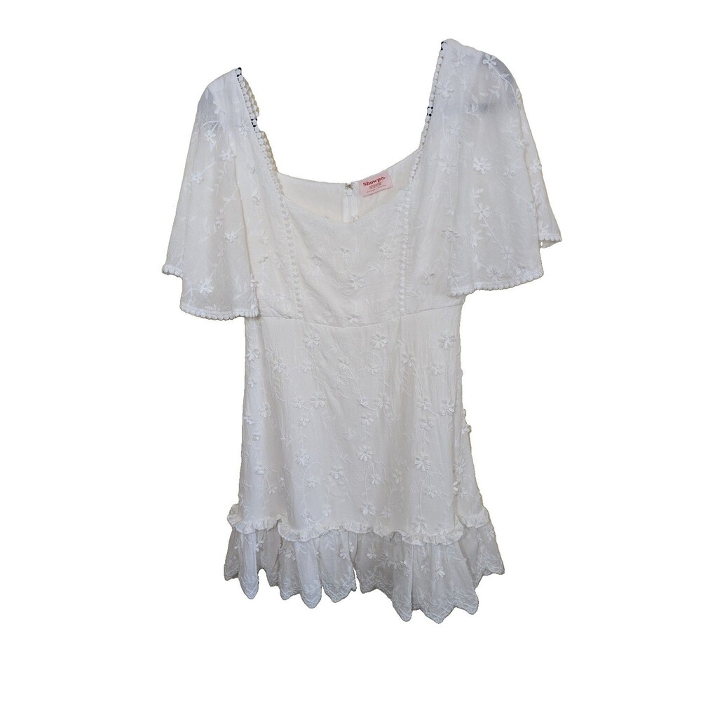 Showpo Fancy A Spritz Dress White Floral Flutter Sleeve Romantic Ethereal US 6